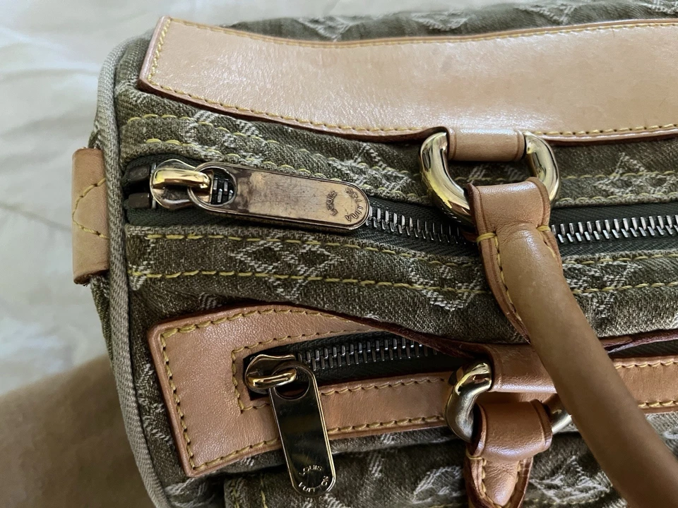 Louis Vuitton Speedy Neo Monogram Green Denim Leather Satchel - Image 4 of 4