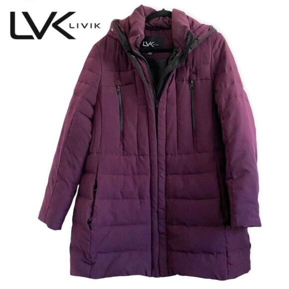 Livik Purple Down Filled Hooded Winter Puffer Jacket 1X