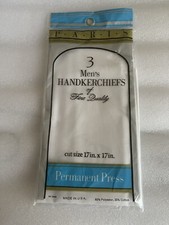VTG 3 MEN'S HANDKERCHIEFS PARIS WHITE ON WHITE Unopened 17  x17  USA Poly/Cotton