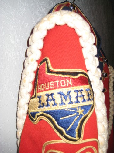 Vintage Fruhauf LAMAR HIGH SCHOOL Houston MARCHING BAND UNIFORME REDSKINS USATO - Foto 11 di 12