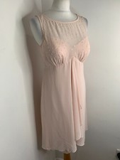 Frank Usher sequin A line layered dress 12 VGC pale pink wedding semi sheer
