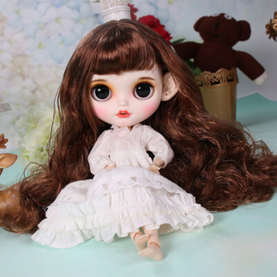 Blythe doll Dark brown Big rabbit tooth sleepy eyes from Factory Joint Body 12''