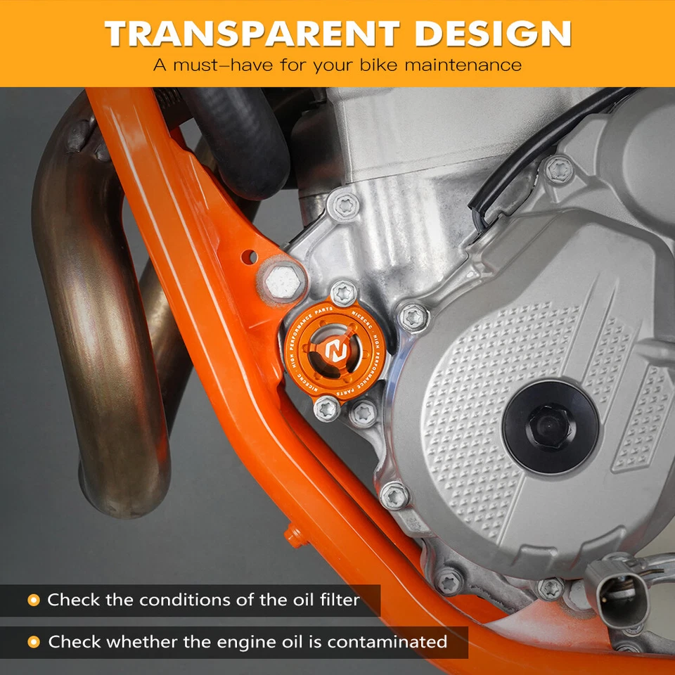 NICECNC Clear Oil Filter Cover Cap For KTM 250 350 XCF 450 500 EXC-F 2017-2025 - Image 2 of 4