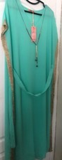 BNWT Mint Kaftan Maxi Dress Beach Cover Up With Gold Trim O/S