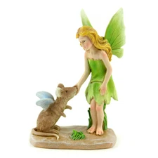 Green Fairy with Mouse Fairy - 3.25" x 2.25" x 1.25"