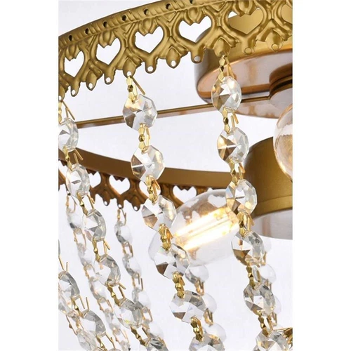 Elegant Lighting Kylie 10" Iron and Crystal Flush Mount in Brass - Picture 7 of 8