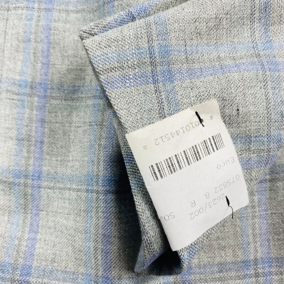 Blazer Belvest Gris Ventana Cuadros Lana Lino Hombre Talla 40R Nuevo con Etiquetas Foto 2 de 4