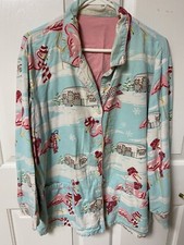 Nick Nora Pajama TOP ONLY Flannel Flamingos Xmas Airstream 100 Cotton