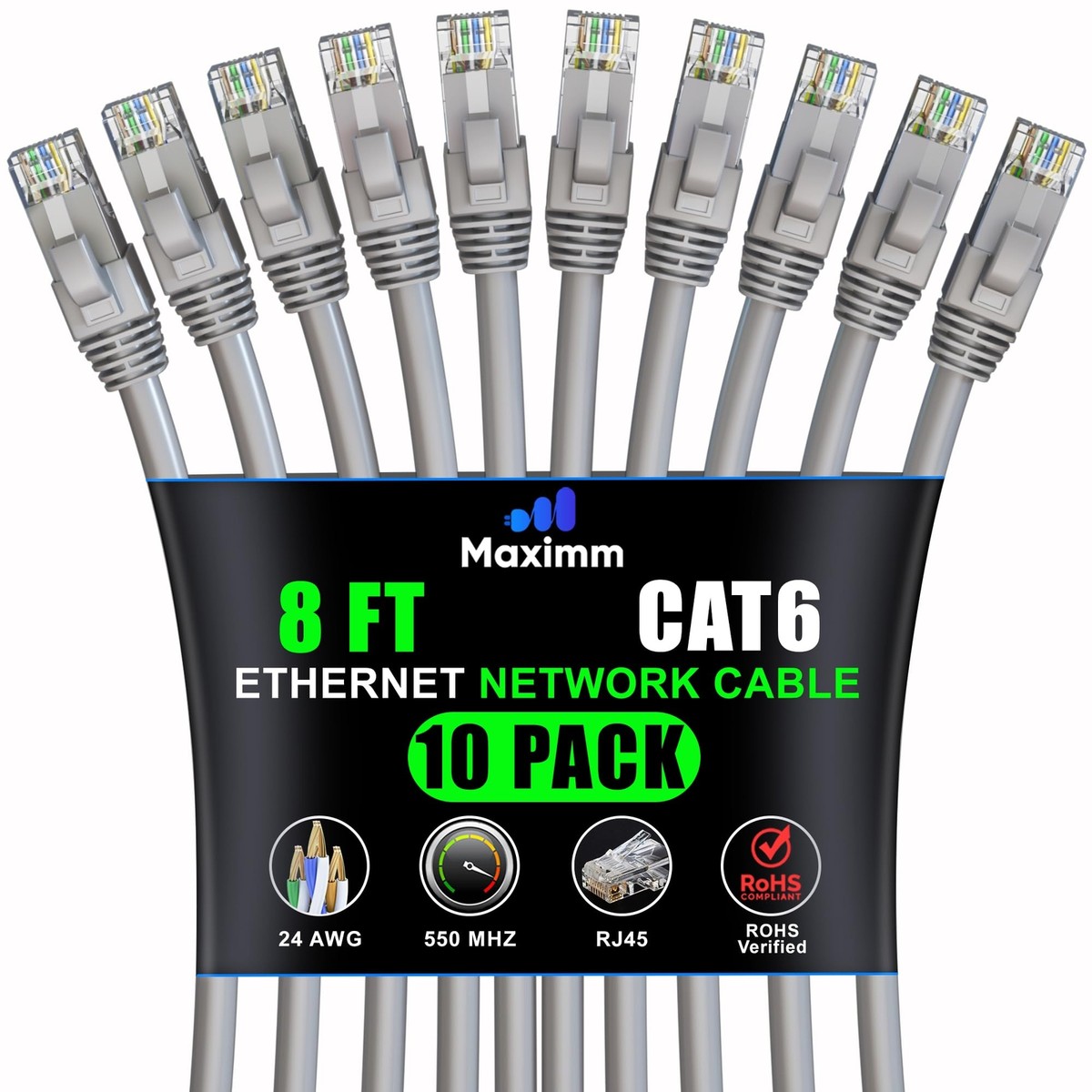 Blue Cat6 Cable Ethernet CAT6 Patch Cord RJ45 Internet Modem Network Wire LOT