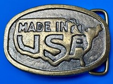 Made In The Usa - Patriotic Country Map Shape American Pride Vtg. Belt Buckle