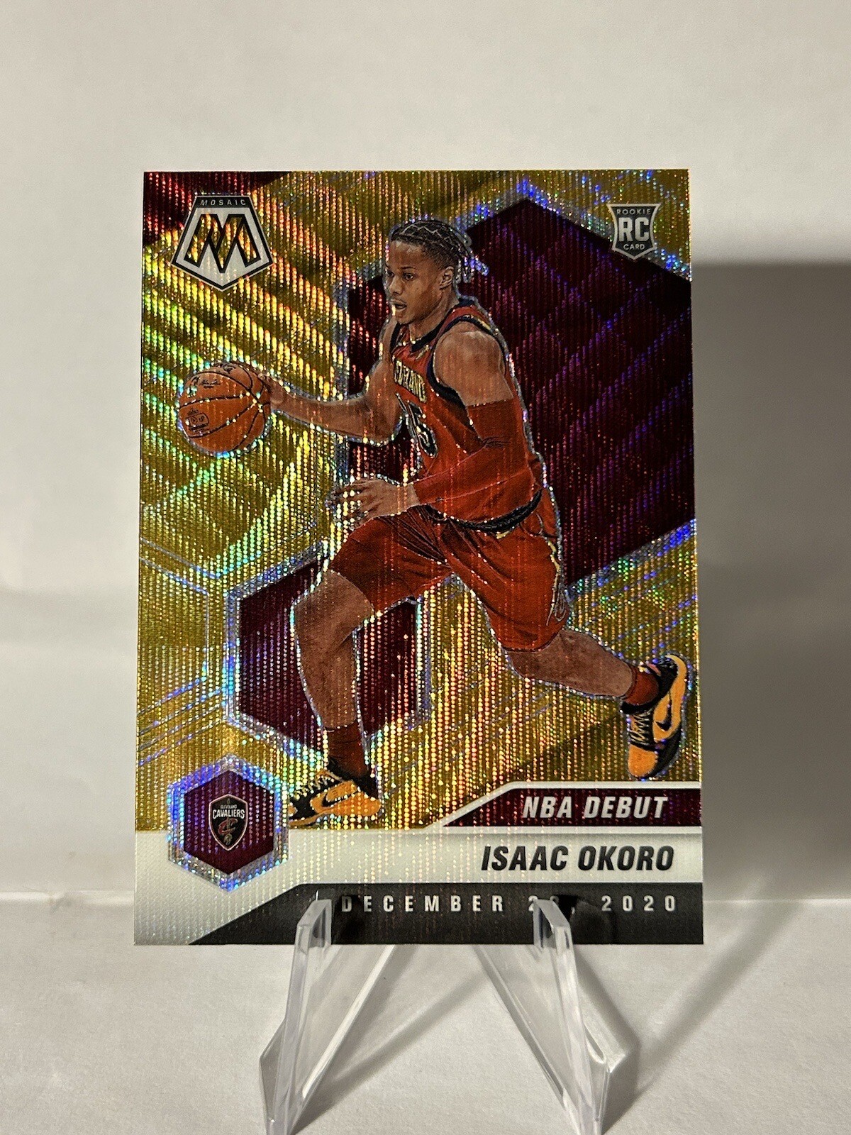 2020 Isaac Okoro Panini Mosaic Gold Wave NBA DEBUT Rookie Card