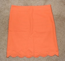New Womens Talbots Skirt Sz 4 Orange Scallop Hem Straight Cotton Stretch Lined