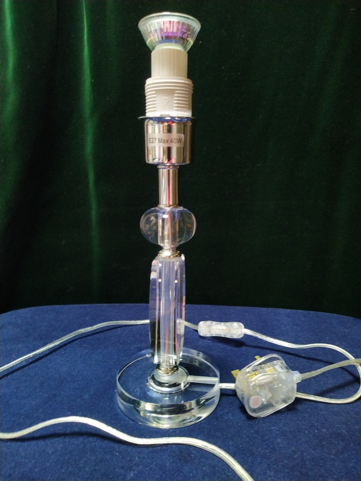 LÁMPARA DE MESA CRISTAL PESADO Ultra Moderna Interruptor/Enchufe Transparente