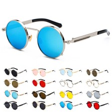 Round John Lennon Style Sunglasses Metal Frame Steampunk Trendy Retro Glasses