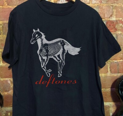 Vintage Deftones White Pony Skeleton Horse Unisex Black T