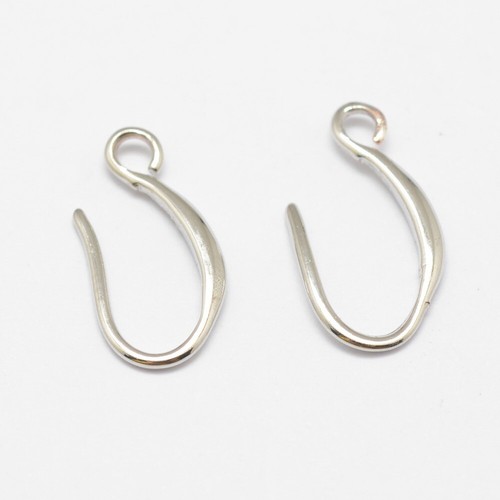 40Pair Brass Silver Plated Jewelry Earring Hooks with Horizontal Loop 21x9x1.5mm - Picture 2 of 2