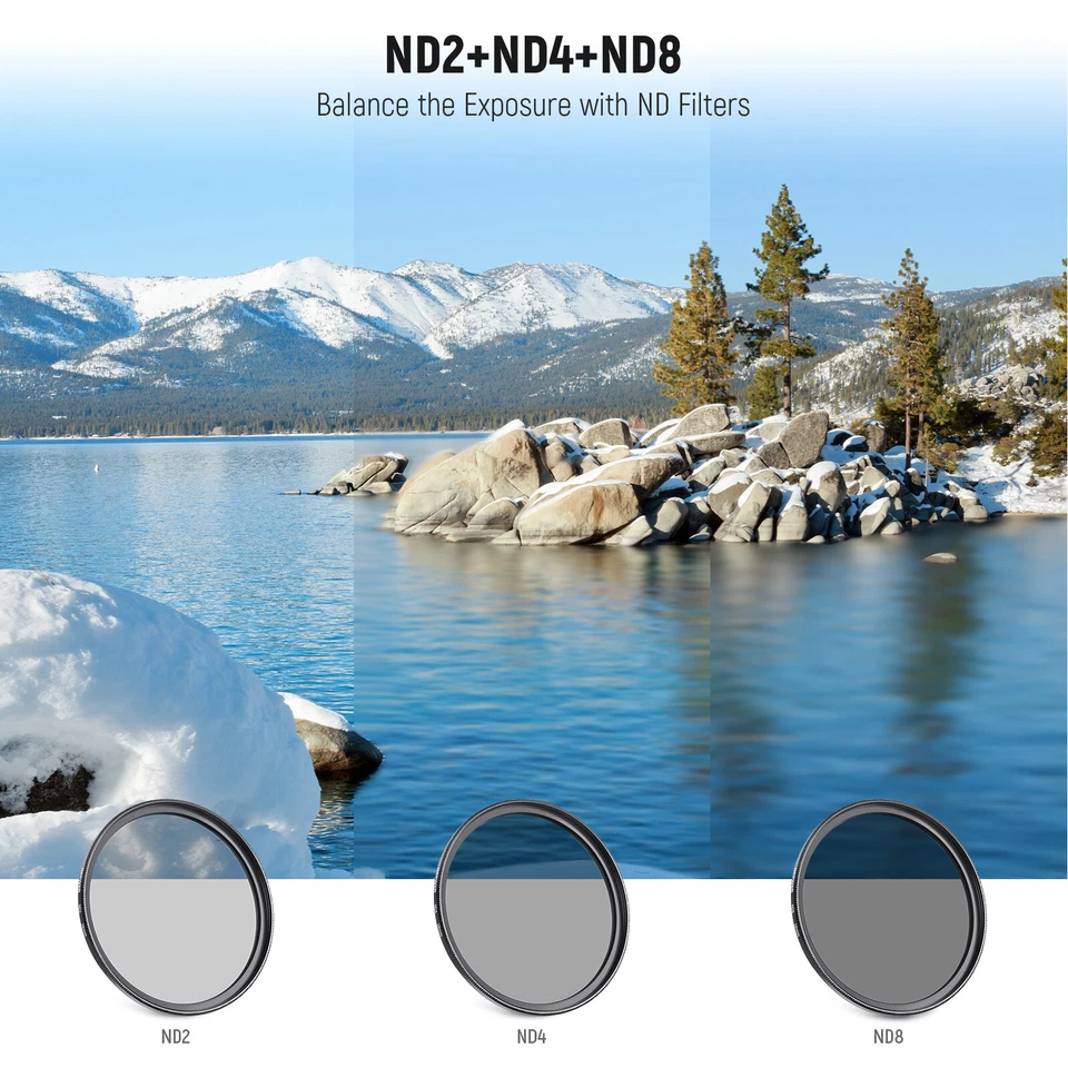 Neewer 58mm UV CPL FLD Lens Filter + Neutral Density Filter ND2 ND4 ND8 f Canon - Image 2 of 4