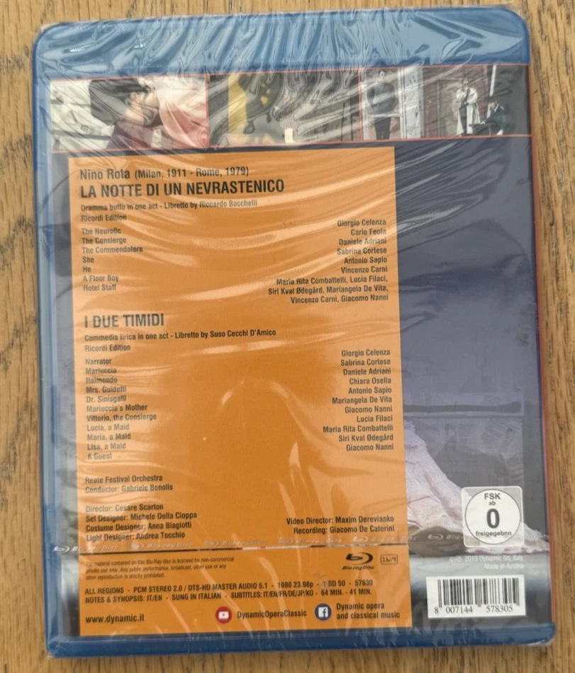 Nino Rota La Notte Di Un Nevrastenico I Due Timidi Opera Blu-Ray New & Sealed - Image 2 of 3