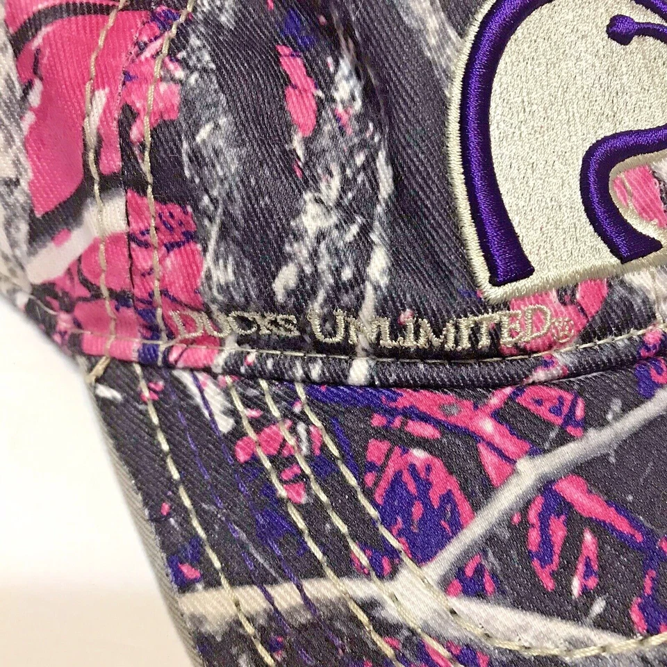 Boné feminino Ducks Unlimited camuflado caça pato rosa e roxo - Imagem 3 de 4