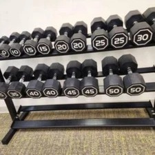 Urethane 5-50 (550 LBS) Dumbbell Set w/3 Tier Rack