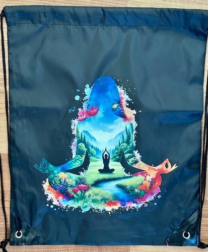Kordelzug Rucksack Gurt Tasche schwarz Yoga Meditation Outdoor Urlaub Tasche RTS - Bild 1 von 2