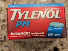 Tylenol PM Actaminophen Pain Reliever Sleep Aid 100 Caplets exp: 12/2025