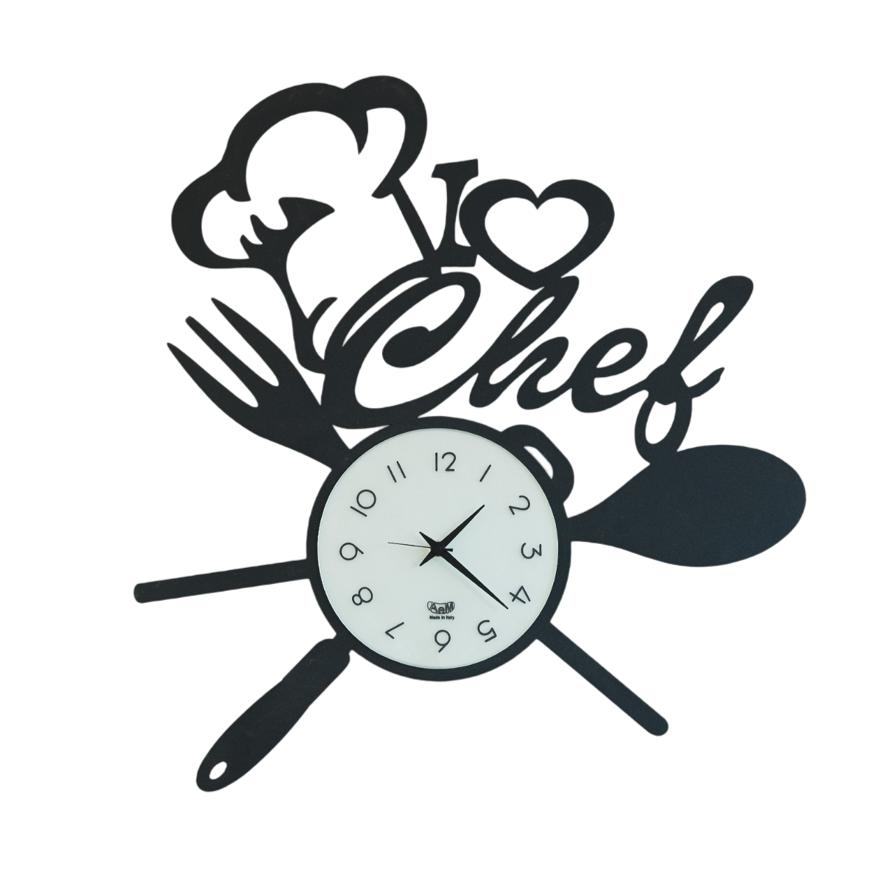 Orologio da parete grande I Love Chef Nero Arti & Mestieri 50 cm