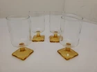 4 VTG Federal Glass NORDIC TOPAZ Clear W/Yellow Square Foot  C14