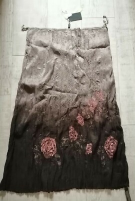 JOHN ROCHA Maxi BoHo HIPPY Beaded LINED Caramel SILK Embroidered SIZE 16 NEW £60
