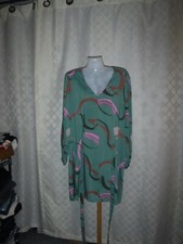 Long Sleeve Knee Length Dress size LG ,Nine West,Green Multi Color,1 00% rayon N