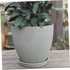 1Pc Simulated Stone Flower Pot Stylish Resin Planter with Drainage Holes