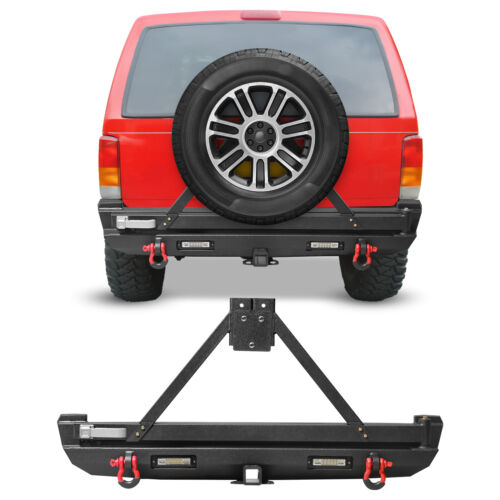 For 1984-2001 Jeep Cherokee XJ Front Rear Bumper Winch Plate Spare Tire Carrier - Foto 17 di 18