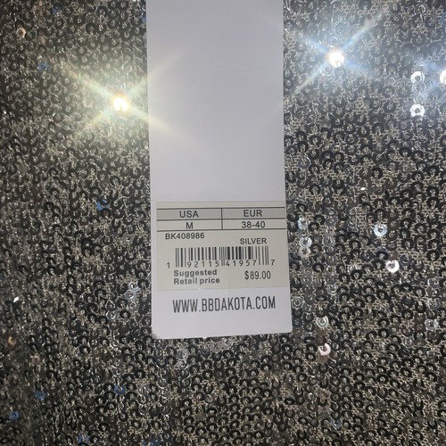 Abito BB Dakota donna taglia M Hit the Lights paillettes argento maglia cambio BK408986 - Foto 7 di 9