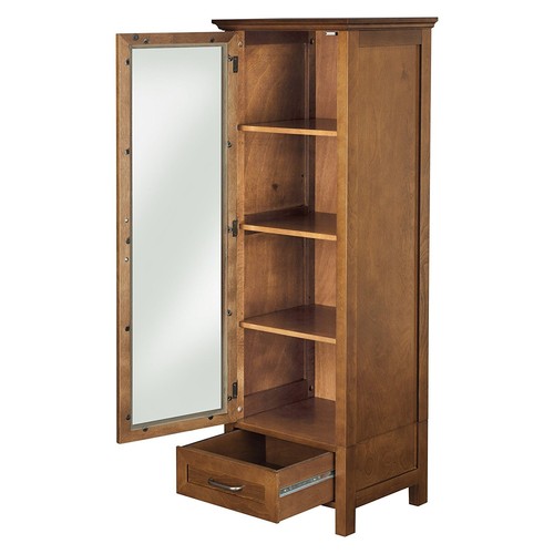 Floor Cabinet Curio Case Display Storage Drawer Glass Doors Oil Oak Finish New - Picture 2 of 3