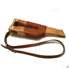 GERMAN C96 Broomhandle Wooden Holster Stock With Leather Shoulder Strap Soldiers