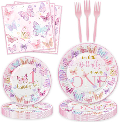 Butterfly First Birthday Decorations Girl Pink Our Little Butterfly Is Turning O