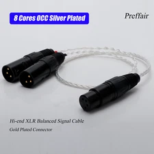 Hi-end 4 Pin Female To Dual 3 Pin XLR Balanced 8 Cores OCC Cable Audio Adapter