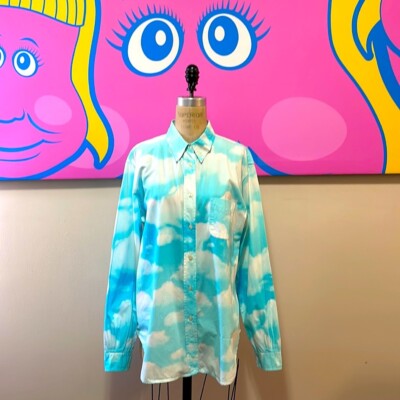 Moschino Blue White Clouds Print Long Sleeve Shirt | eBay