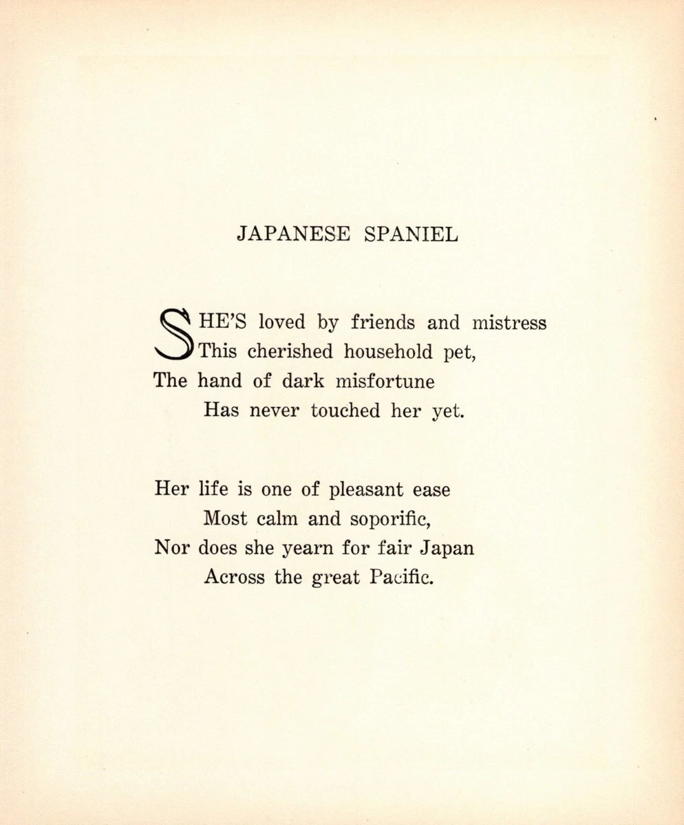 Vintage Japanese Chin Poem Poetry Print 1930s Japanese Spaniel Print 4663L  | eBay