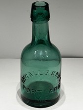 Dark Emerald Green Ingall,s Bros. Portland Maine Squat Soda/Beer Blobtop Bottle