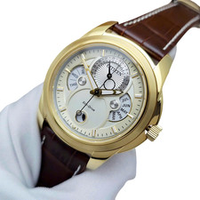 Citizen Calendrier Gold Sapphire Dial Day Date Month Men's Watch BU0082-06P