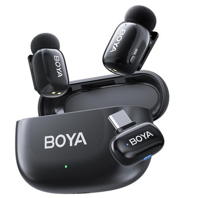 BOYA Mini 2 kabelloses Lavaliermikrofon für iPhone 15/16 Typ-C, schwarz 