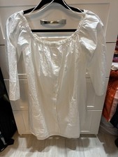 Zara Women’s White Off Shoulder Button Up Dress Size M