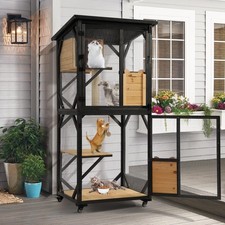 Catio Outdoor Cat Enclosure with Scratcher - 4-Tier Large Indoor Wooden