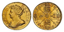 GREAT BRITAIN Anne 1713 AV Guinea. NGC AU55 S-3574; Friedberg 320.
