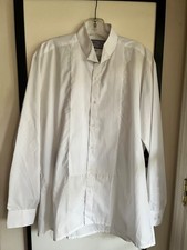 Cappuccino Tuxedo shirt poly/cotton white turned point collar L buttons pleated