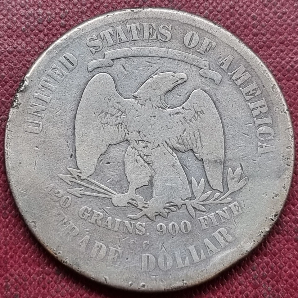 Dólar comercial 1875 CC $1 plata RARO CARSON CITY circulado RARO #93169 Foto 2 de 2