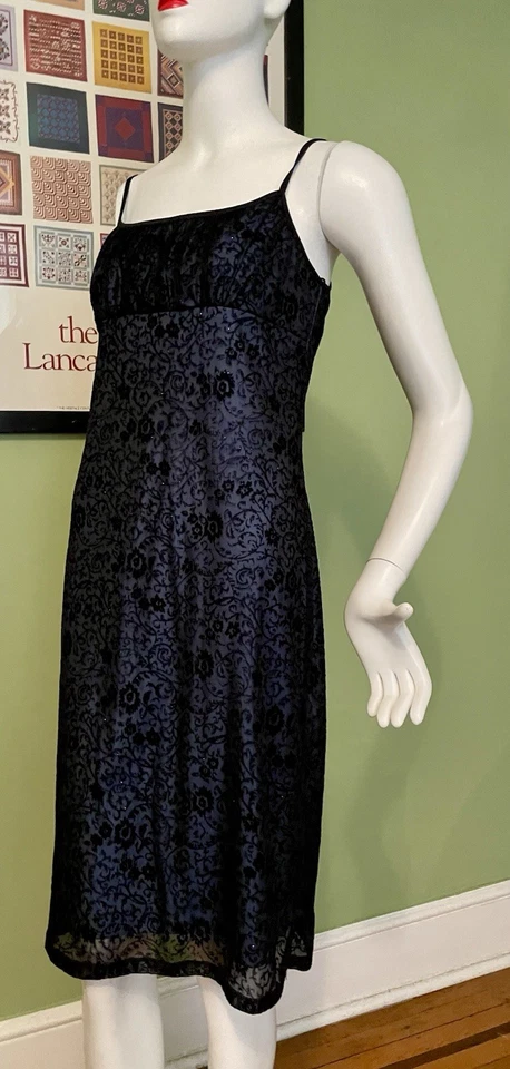 Vestido maxi vintage anos 90 Y2K BYER TOO transparente preto rede sobre Milkmaid Body Con 38 M - Imagem 3 de 4