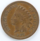 XF+ 1907 Indian Head Cent Reverse Lamination Error