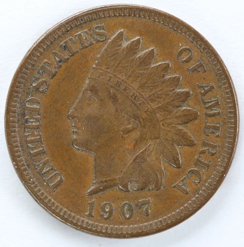 XF+ 1907 Indian Head Cent Reverse Lamination Error